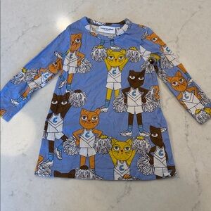 Mini Rodini Cheer‎ Cats Organic Cotton Dress Size 80/86